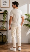 Erkek Beyaz O Yaka Basic T-Shirt 